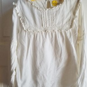 Beautiful Mini Boden cotton cream blouse sz 6 7
